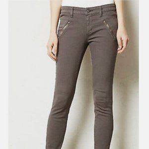 ANTHROPOLOGIE Pilcro & the Letterpress Gray Serif Skinny Moto Jeans, Size 31